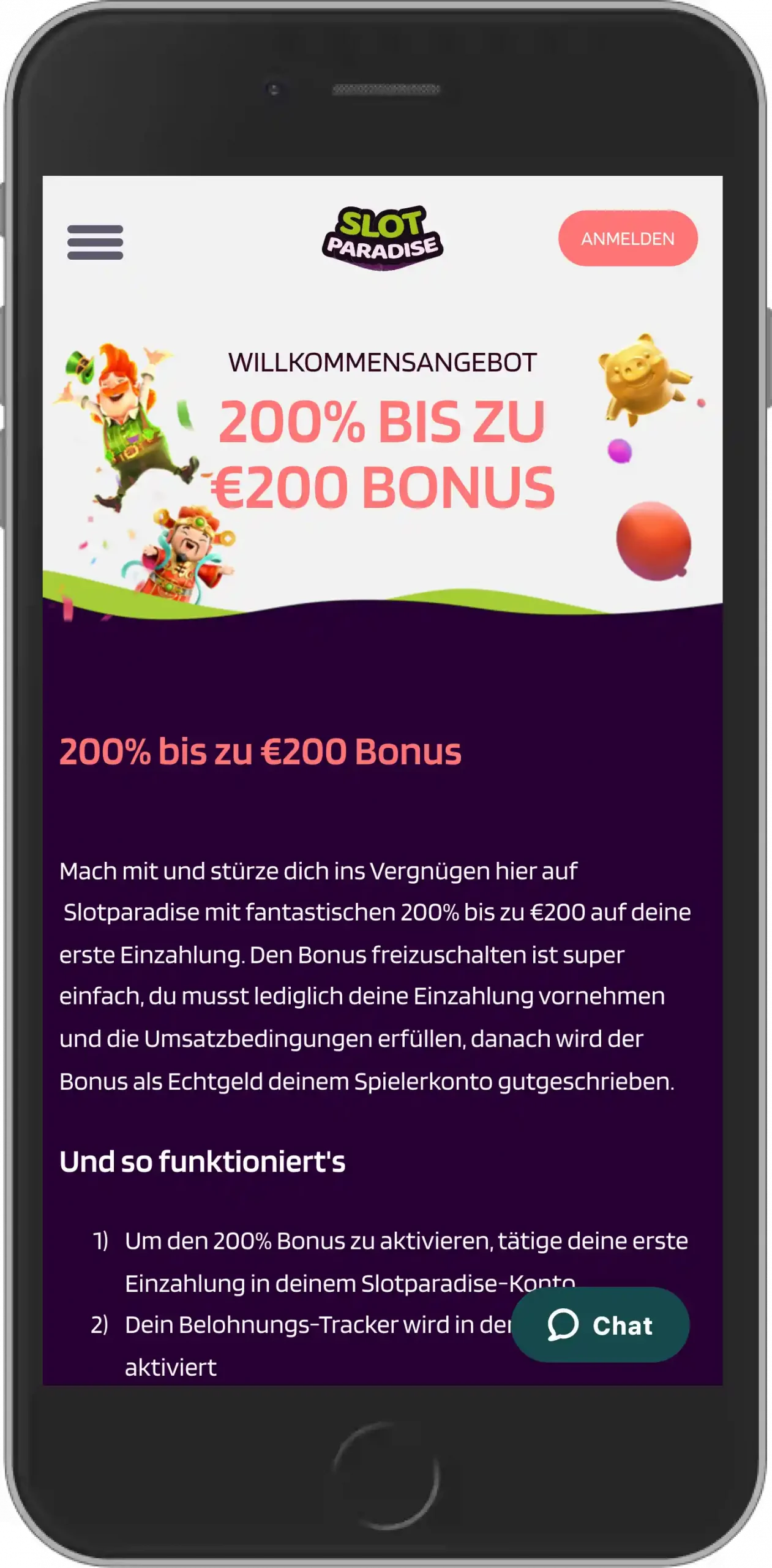 Slotparadise Casino Bonus - Mobile Ansicht