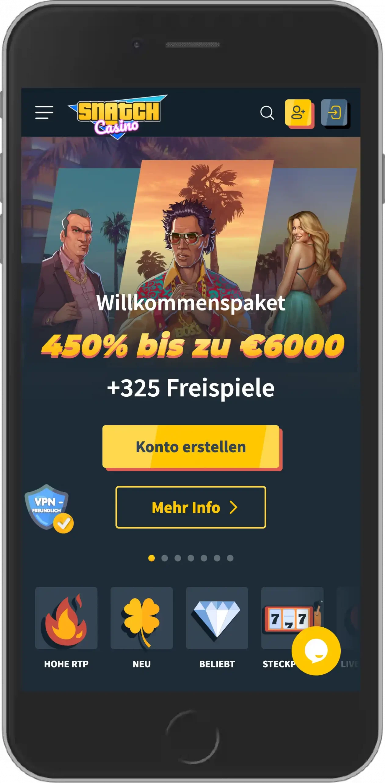 Snatch Casino Bonus - Mobile Ansicht