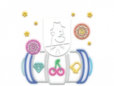 JohnSlots logo, peliautomaatin kelat , pelimerkkejä ja tähtiä 