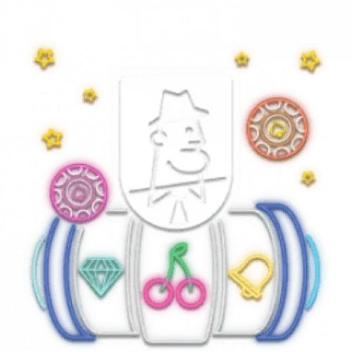 JohnSlots logo, peliautomaatin kelat , pelimerkkejä ja tähtiä 