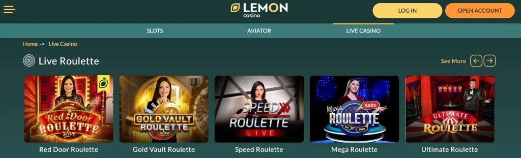 lemon casino live casino