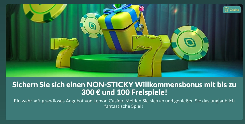 Lemon Casino Non-Sticky Bonus für die erste Einzahlung