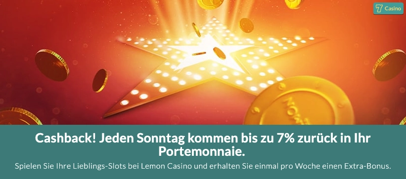Lemon Casino - 7% Cashback jeden Monat