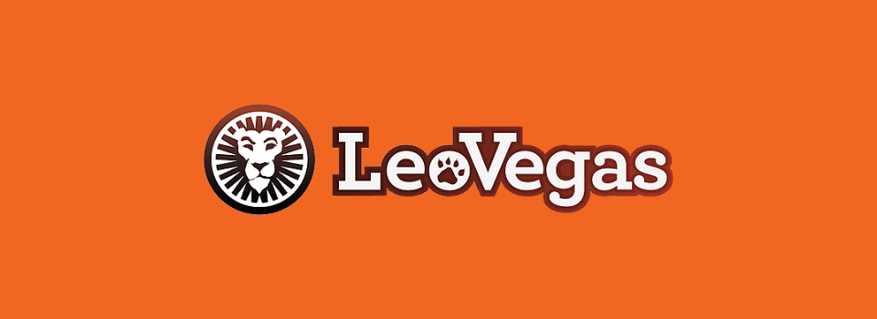 LeoVegas logga på en orange bakgrund