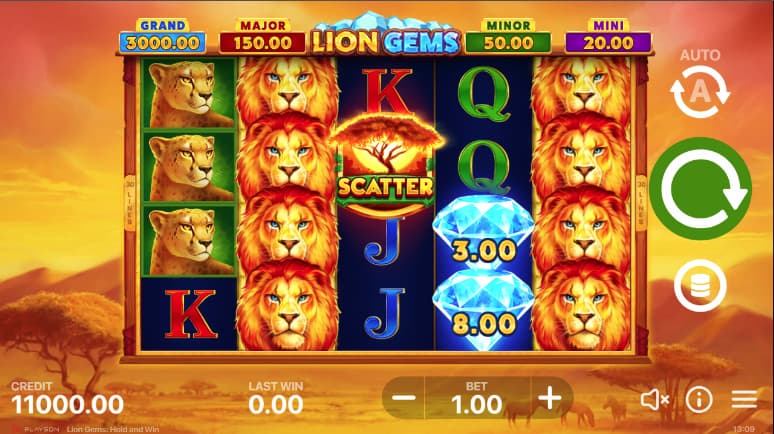 Lion Gems Hold and Win Slot Gameplay