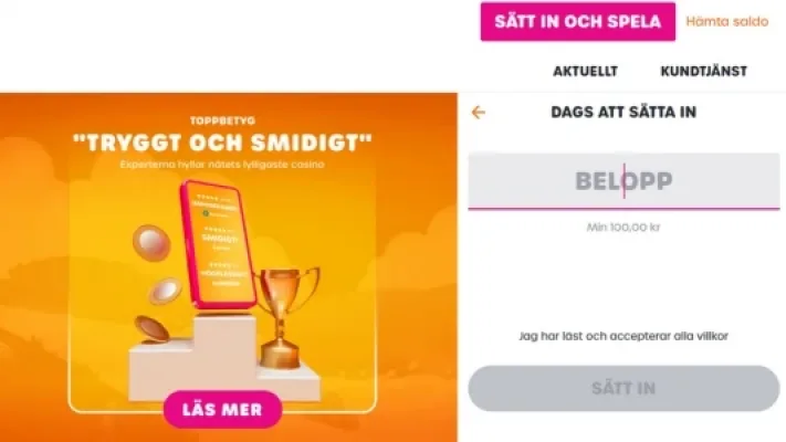 En mobil, guldpokal, 3 mynt på en pedestal och en orange bakgrund