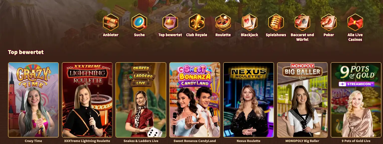 MyEmpire Live Casino Spiele Auswahl