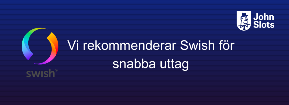 Swish logga i olika färger och vit text på en mörkblå bakgrund