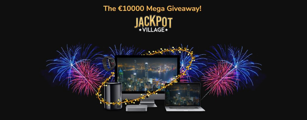 e10,000 mega giveaway jackpot village banner