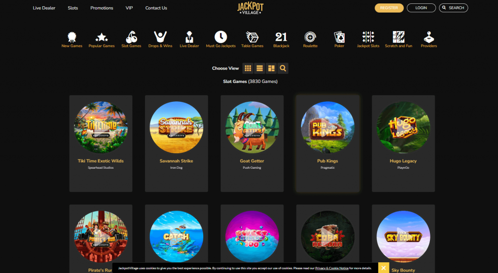 jackpot village casino game library