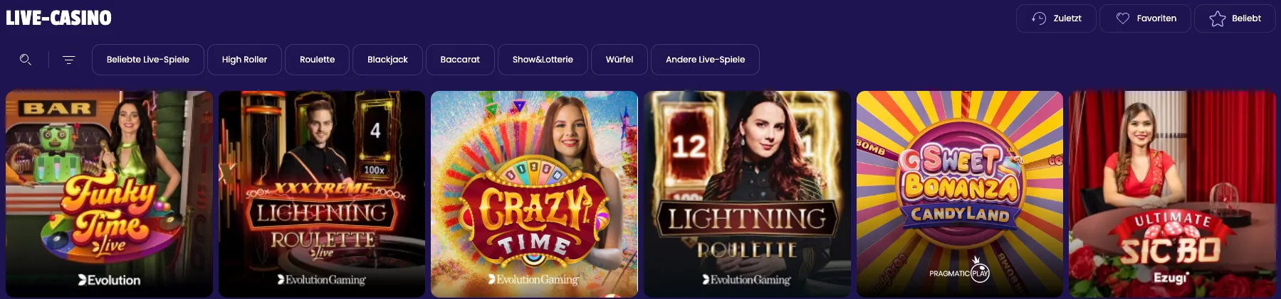 Lalabet Live Casino Auswahl