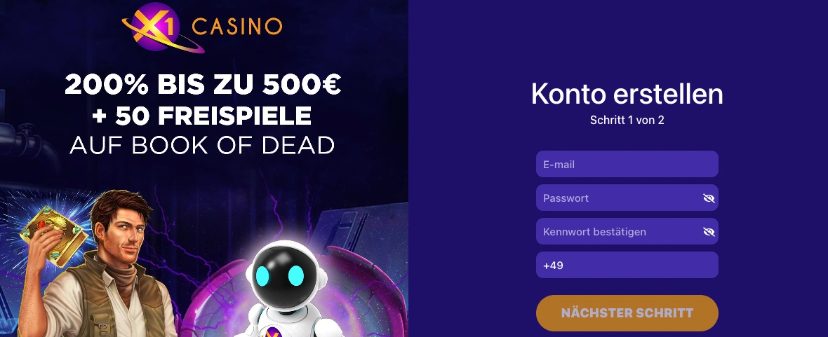 X1Casino Bonus für 10 Euro Einzahlung