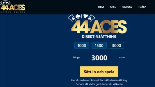 44Aces Casino hemsida