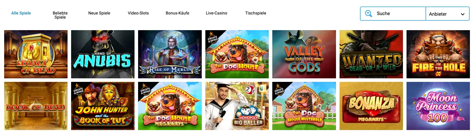 Evolve Casino alle Spiele in der Übersicht