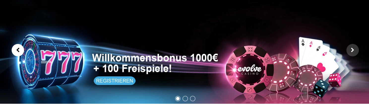 Evolve Casino Willkommensbonus ohne Umsatzbedingungen