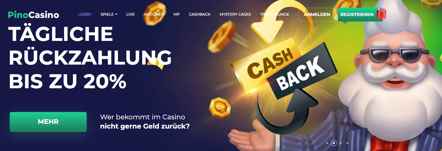 20% Cashback jeden Tag im PinoCasino