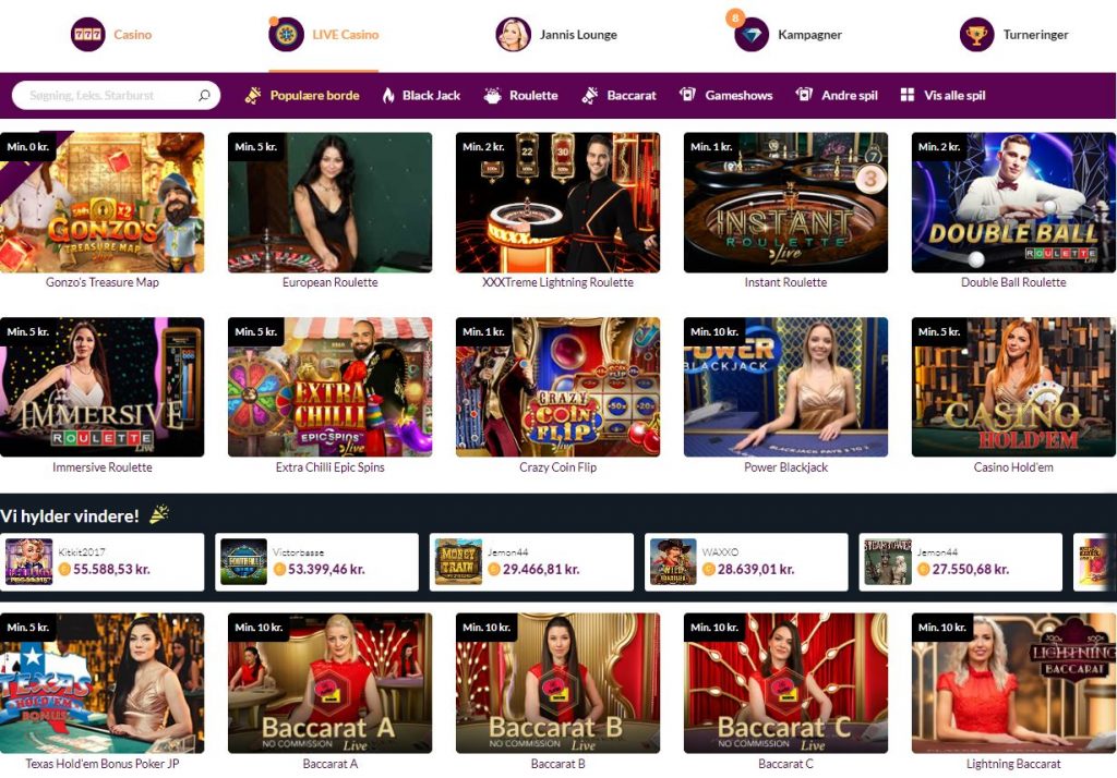 live casino hos vindercasino