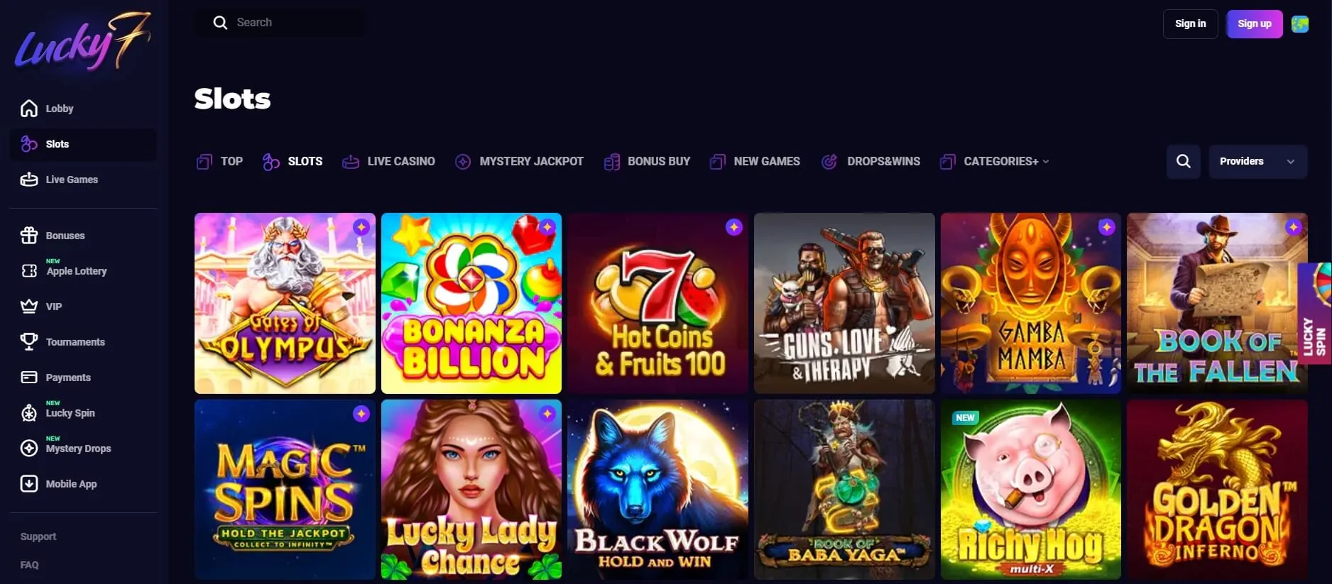lucky7even casino slots