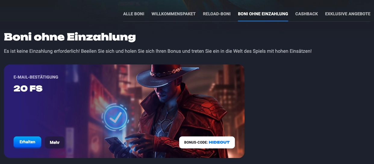 LuckyHunter Bonus ohne Einzahlung