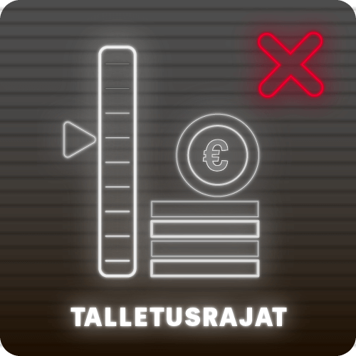 Mittari, joka yli puolivälin asteikossa, euromerkki, punainen X ja teksti talletusrajat tummalla taustalla