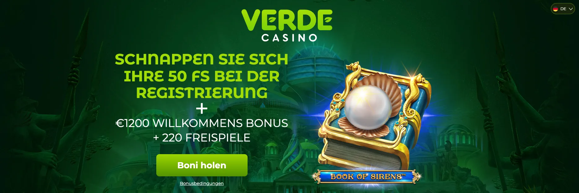 Im Verde Casino gibt es 50 Freispiele ohne Einzahlung