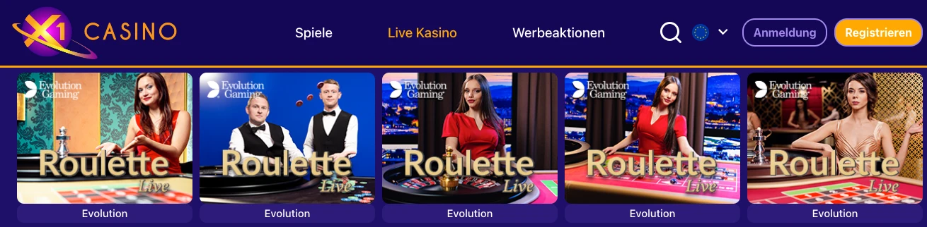 X1Casino Live Roulette