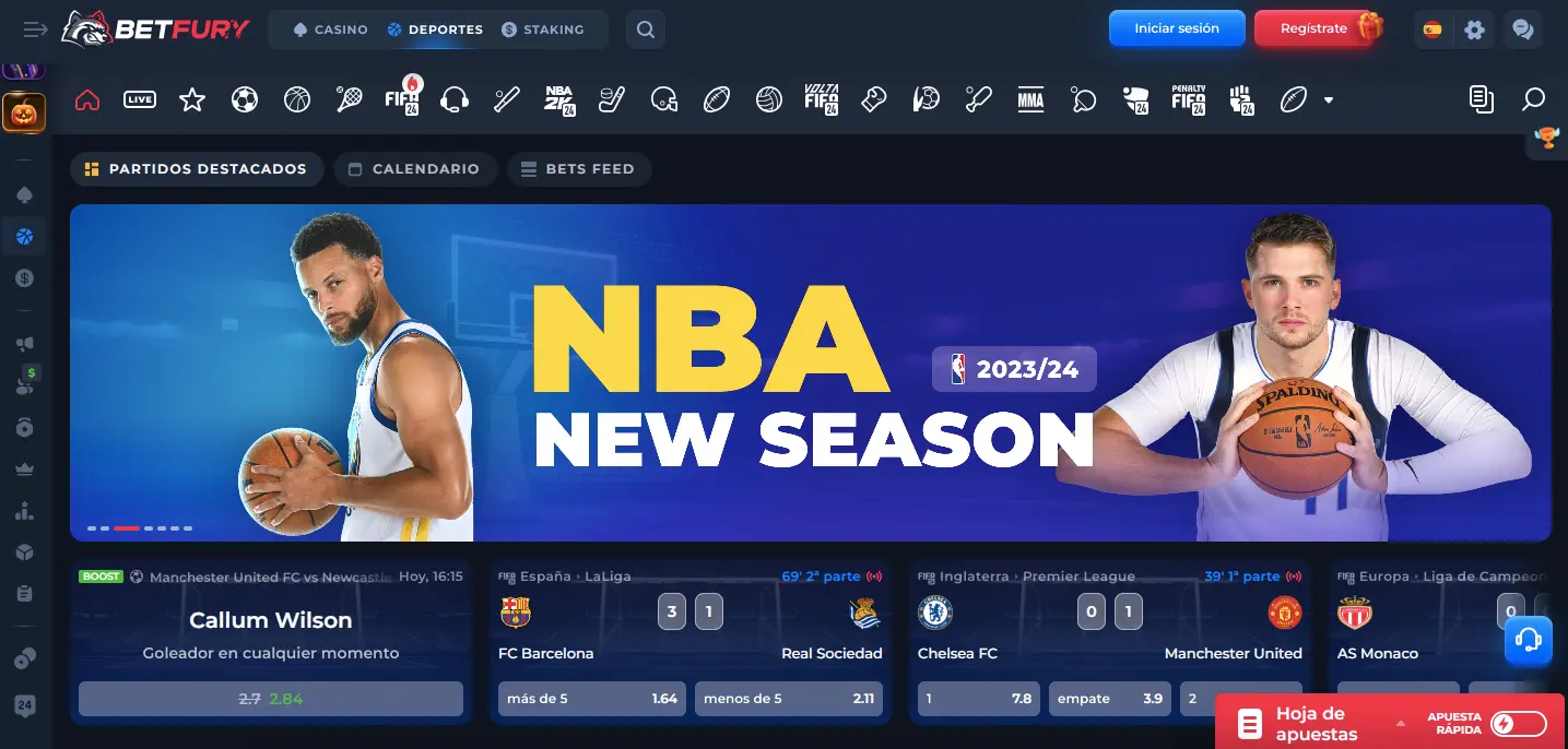 Apuestas deportivas en Betfury