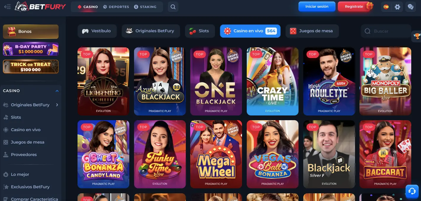 Casino en vivo en Betfury