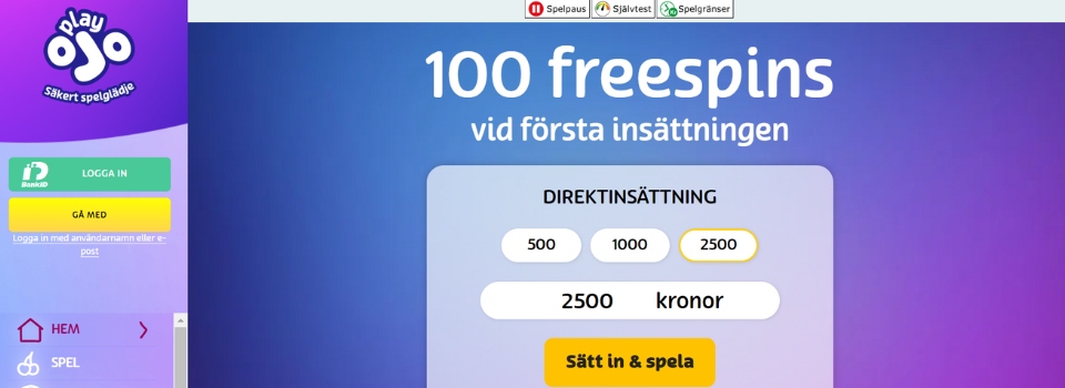 PlayOJO - casino bonus utan omsättningskrav