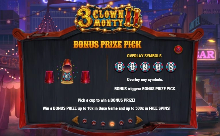 3 clown monty II bonus prize pick