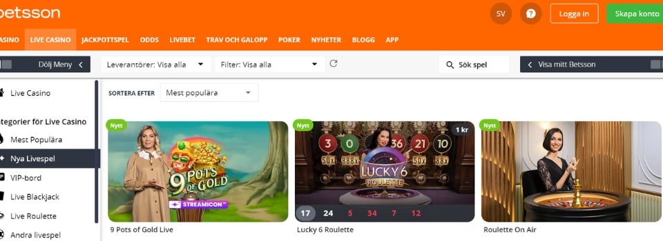 Betsson Live Casino