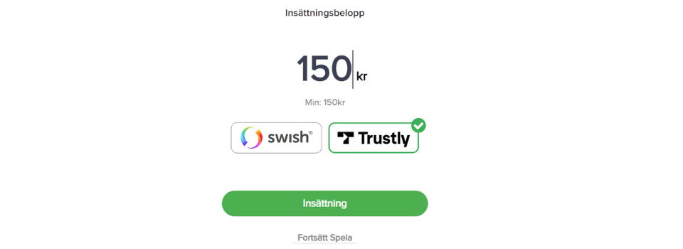 Trustly och Swish insättningar