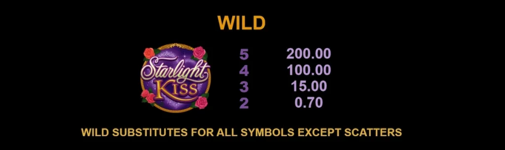 starlight kiss slot wild symbol payouts