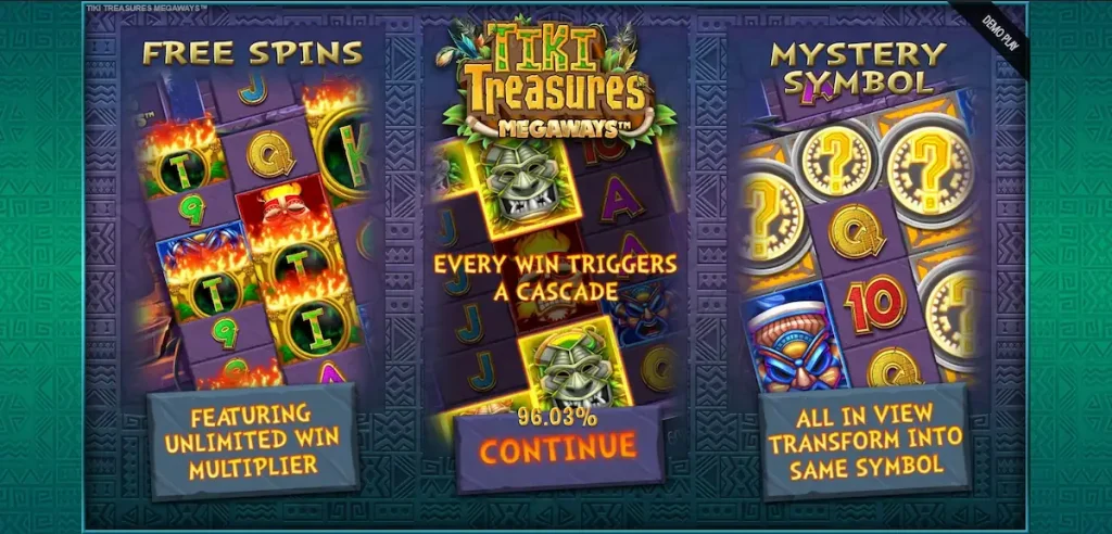 tiki treasures megaways slot features