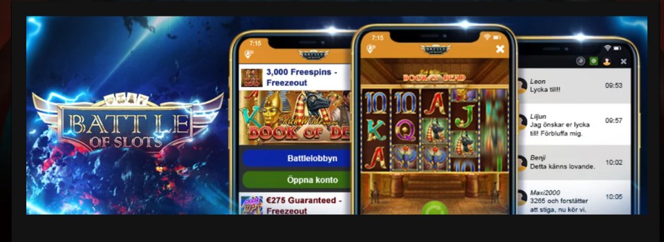 Battle of slots logga och tre mobiler