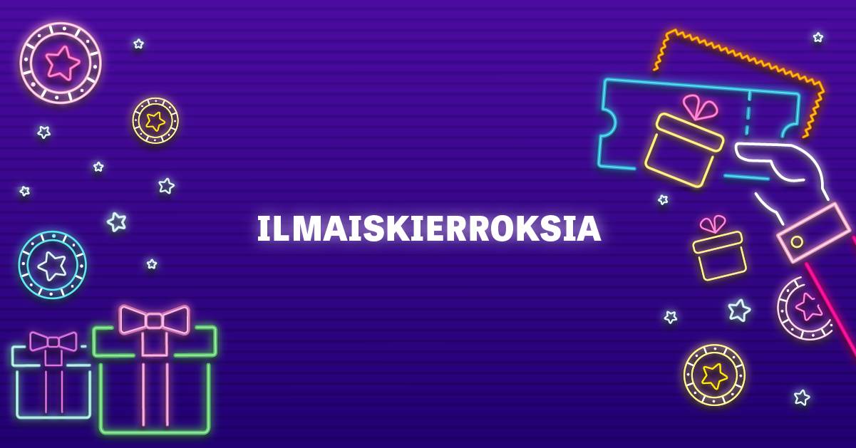 Ilmaiskierroksia violetilla taustalla