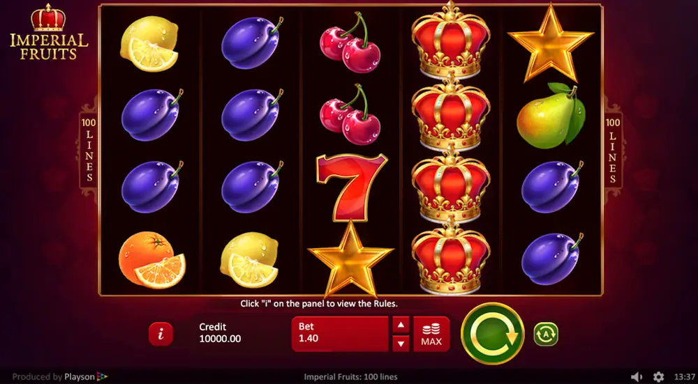 imperial fruits 100 lines slot screenshot