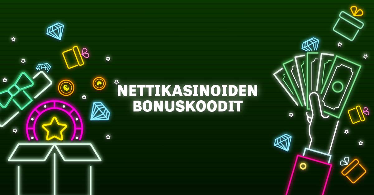 Nettikasinoiden bonuskoodit vihreällä taustalla