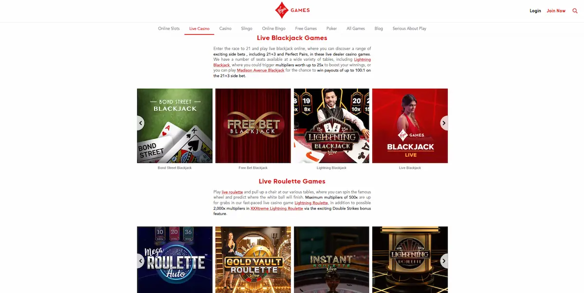 virgin games live casino