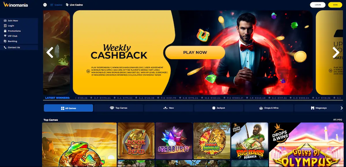 winomania casino screenshot