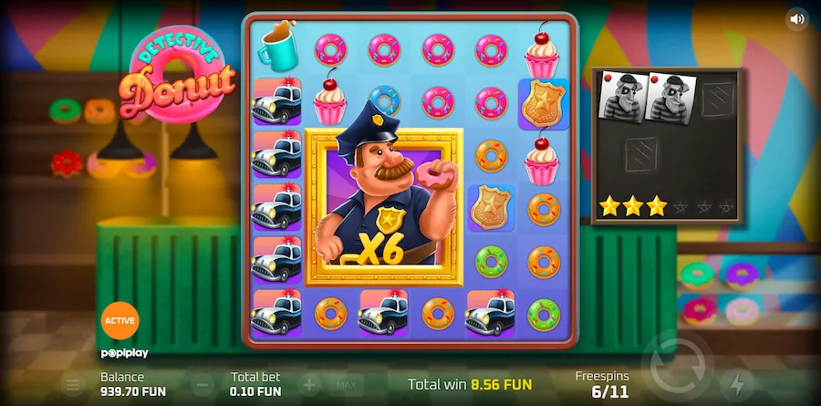 detective donut free spins expanding wild