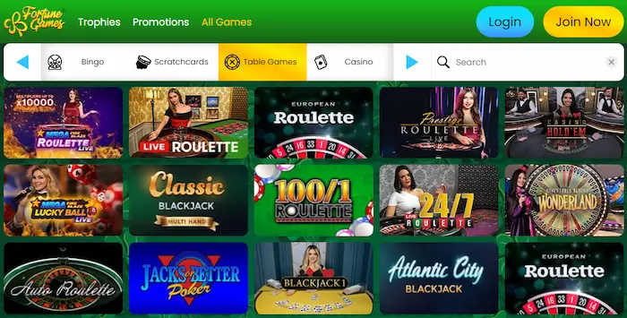 fortune games live casino