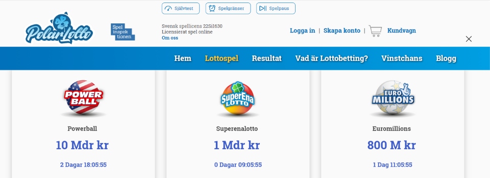 Lottospel hos PolarLotto