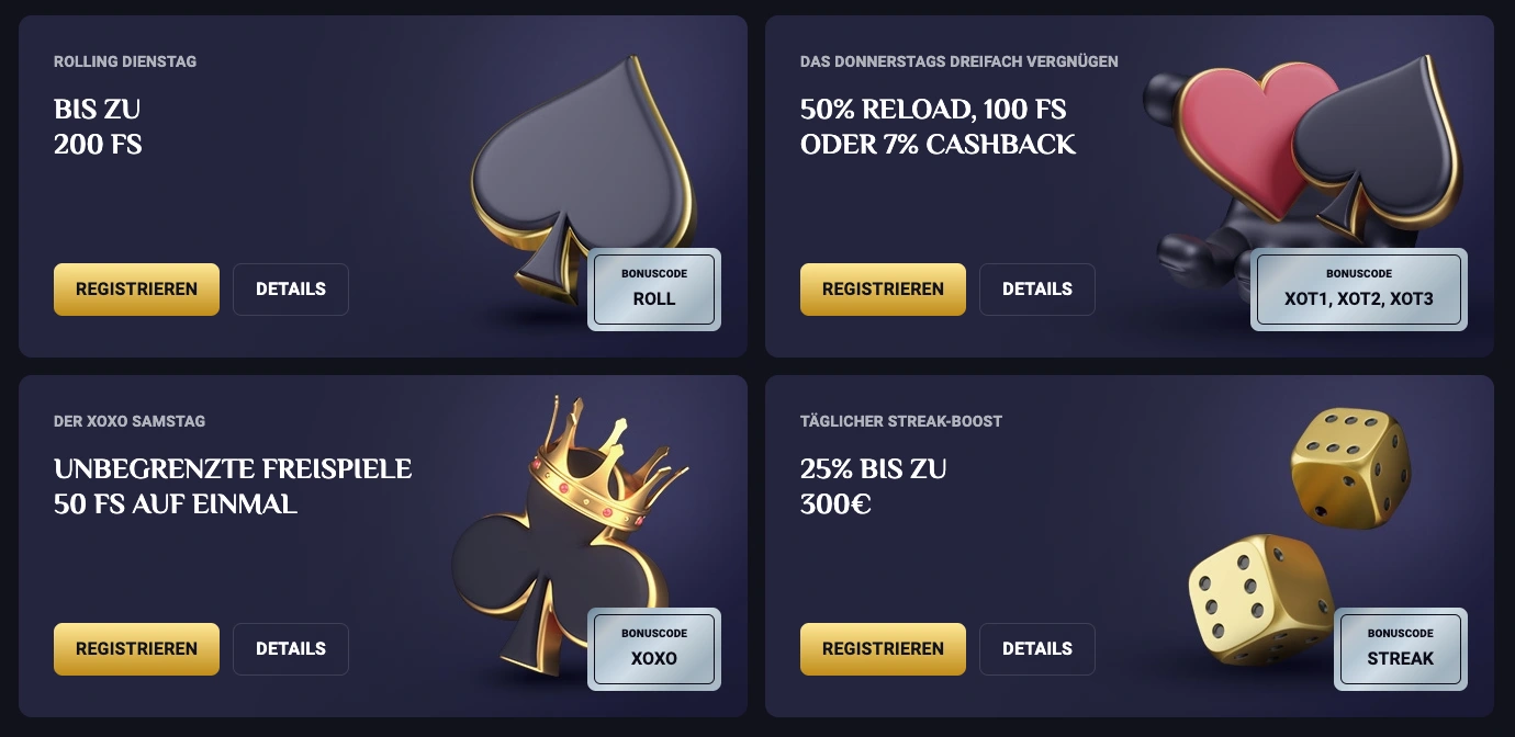 RollXO Casino Bonus Aktionen für Bestandskunden