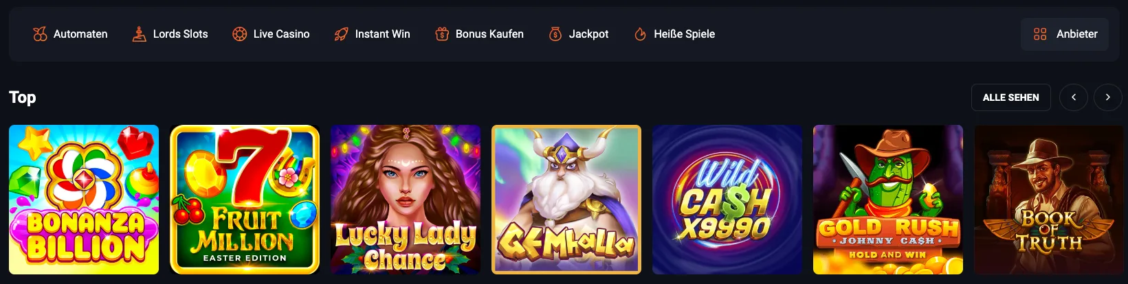 Slotlords Casino beliebte Slots