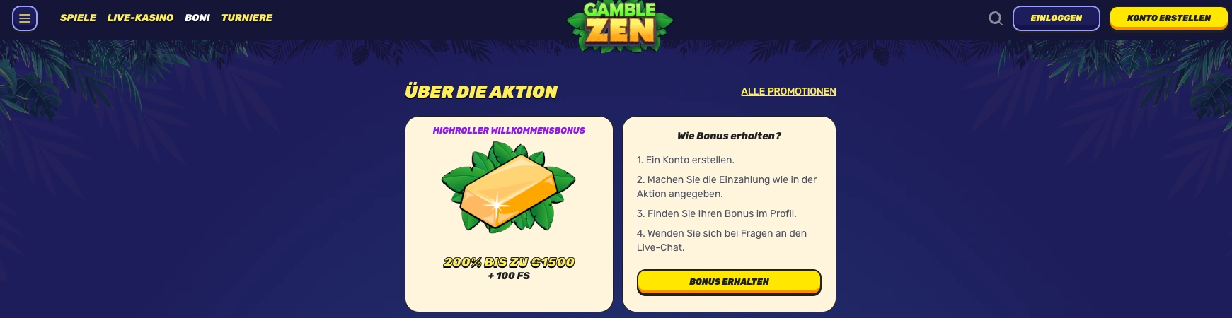 Gamblezen 200% Casino Bonus auf die 1. Einzahlung