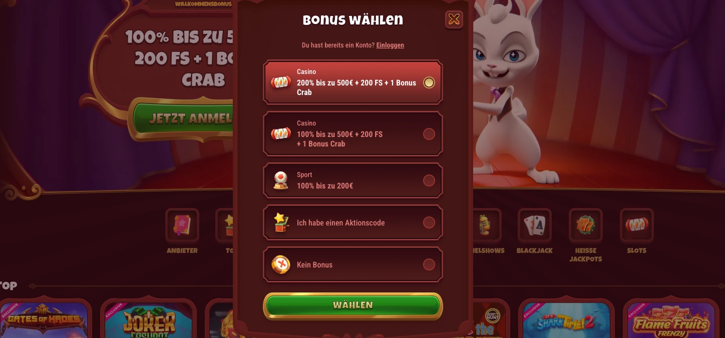 Magius Casino exklusiver 200% Bonus