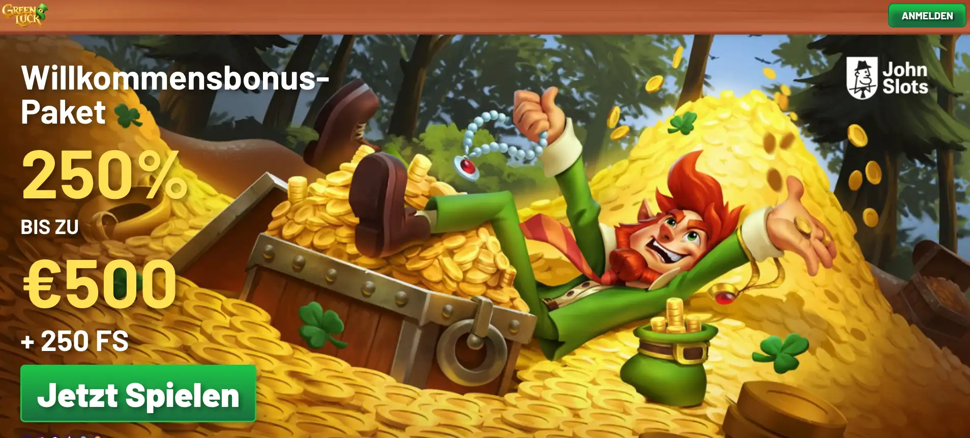 Greenluck exklusiver 250% Bonus auf die ersten drei Einzahlungen