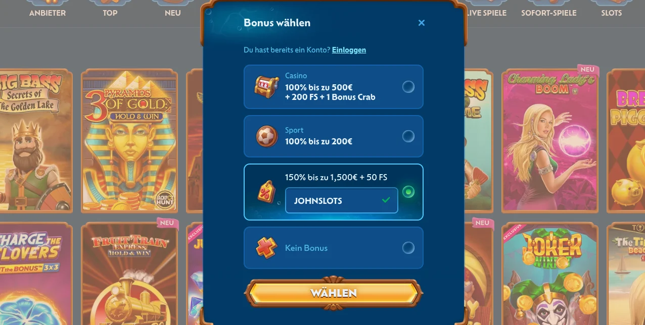 Winbay exklusiver 150% Casino Bonus