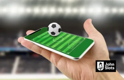 an illustration of a phone with a soccer field and a ball